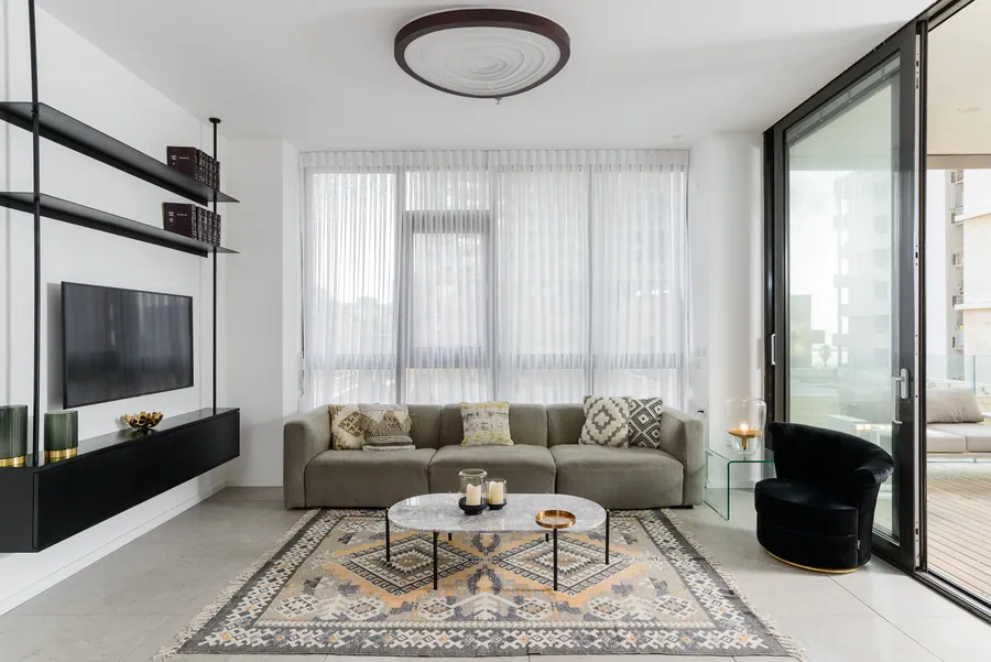 Sitting room of an apartment managed by tlving on Hayarkon, Tel Aviv
