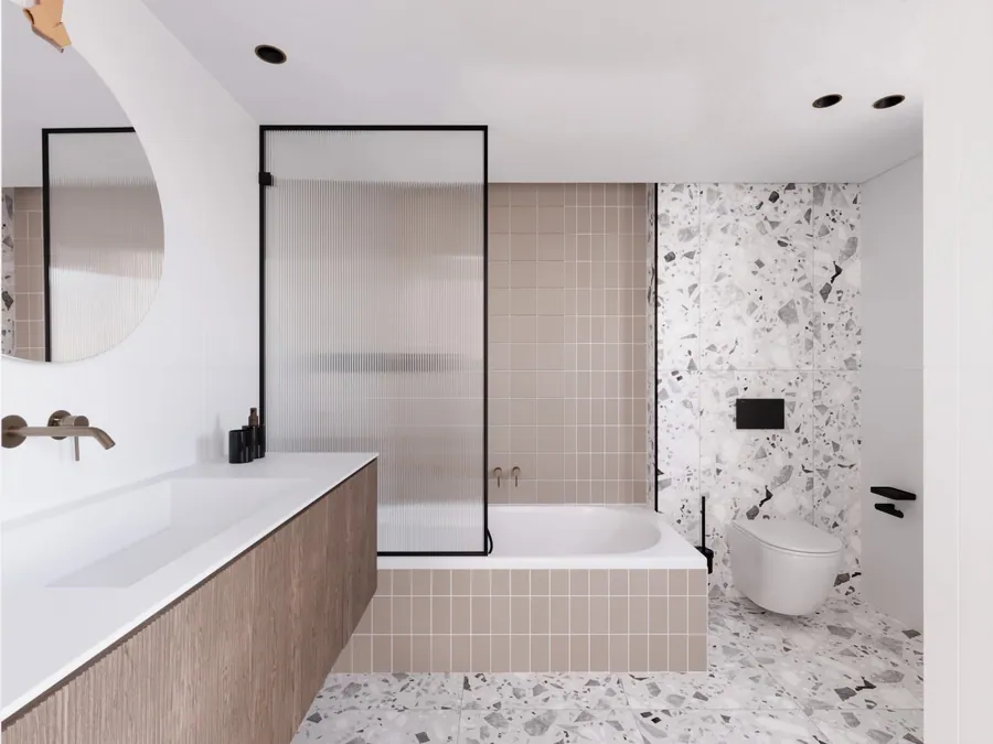 A renovated bathroom in a Tel Aviv apartment