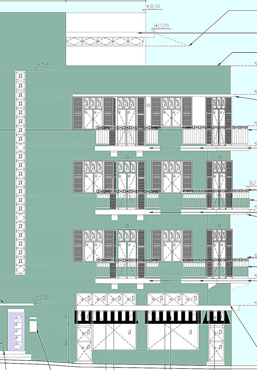 Architect's elevation drawing of the Shefer 19 building facade
