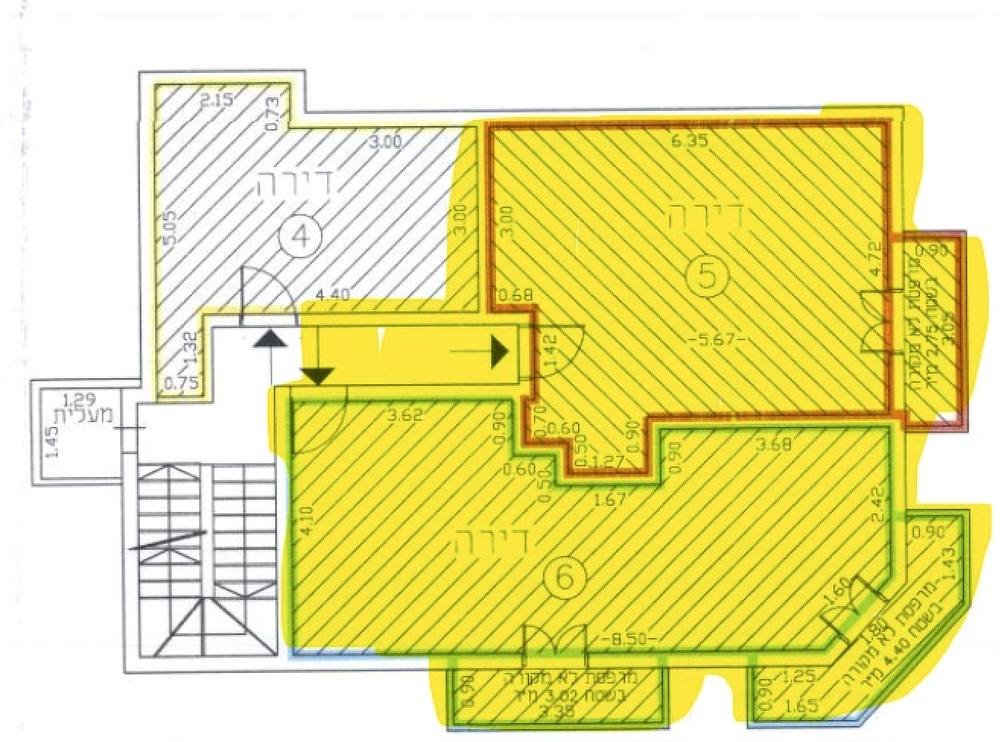 Architect's floor plan of Floor 2, showing Apartments 4, 5 and 6 at Shefer 19